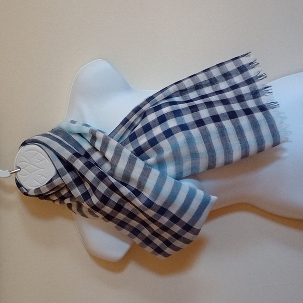 MUJI INDIAN COTTON SCARF, 100% COTTON, SEVERAL SHADES OF BLUE - Picture 2 of 6